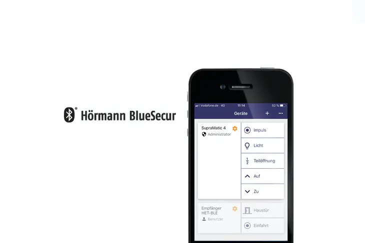 Управление въездными воротами через приложение Hörmann BlueSecur